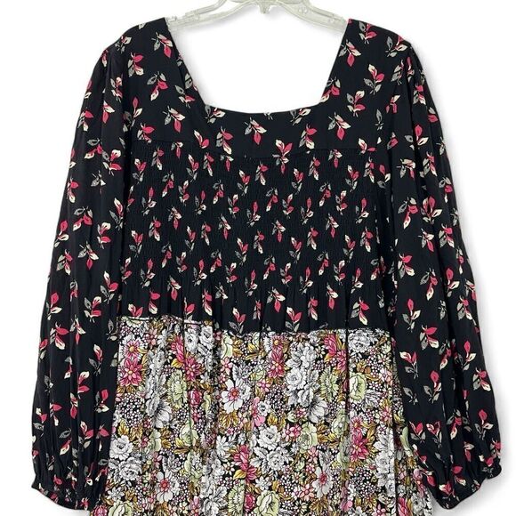 Vicky Tiel Tiered Mixed Floral Print Smocked Dress Sz 3X  Boho Cottage Prairie - Picture 3 of 9